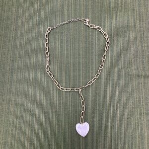 Baublebar Gold tone link Y necklace with ivory resin heart